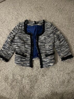INC International Concepts Navy & White Tweed Jacket with Blue Lining